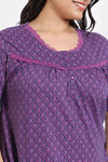 Zivame True Curv Petal Dreams Knit Cotton Full Length Nightdress - Medivel Blue — thumbnail 5